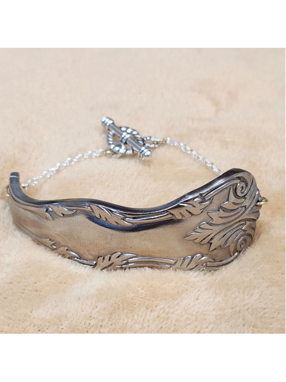 Big bold Chunky Handmade Silverwear Bracelet